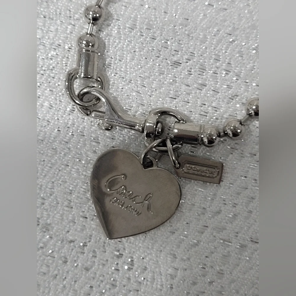 COACH BALL CHAIN HEART CHARM BRACELET. - Picture 2 of 8